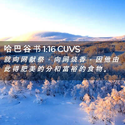 Picture 02 - 哈 巴 谷 书 1:16 CUVS - 就 向 网 献 祭 ， 向 网 烧 香 ， 因 - Bible Verse Picture