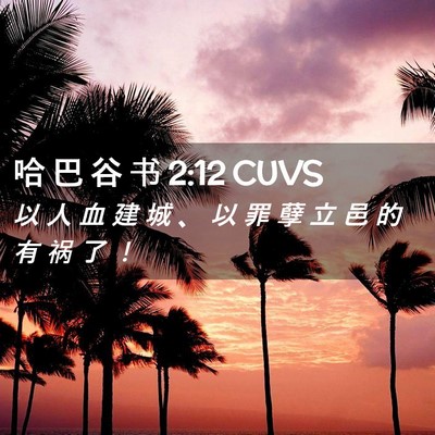 Picture 02 - 哈 巴 谷 书 2:12 CUVS - 以 人 血 建 城 、 以 罪 孽 立 邑 的 - Bible Verse Picture