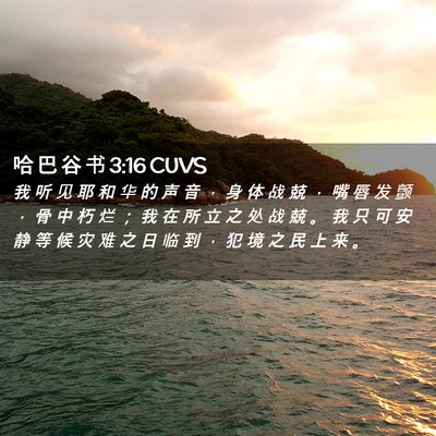 Picture 02 - 哈 巴 谷 书 3:16 CUVS - 我 听 见 耶 和 华 的 声 音 ， 身 体 - Bible Verse Picture