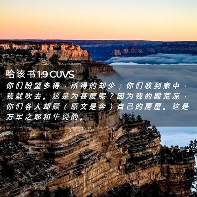 Picture 02 - 哈 该 书 1:9 CUVS - 你 们 盼 望 多 得 ， 所 得 的 却 少 - Bible Verse Picture