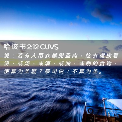 Picture 02 - 哈 该 书 2:12 CUVS - 说 ： 若 有 人 用 衣 襟 兜 圣 肉 ， - Bible Verse Picture