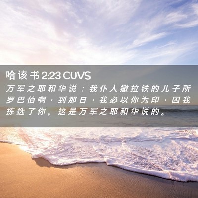 Picture 02 - 哈 该 书 2:23 CUVS - 万 军 之 耶 和 华 说 ： 我 仆 人 撒 - Bible Verse Picture