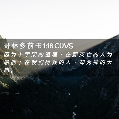 Picture 02 - 哥 林 多 前 书 1:18 CUVS - 因 为 十 字 架 的 道 理 ， 在 那 灭 - Bible Verse Picture