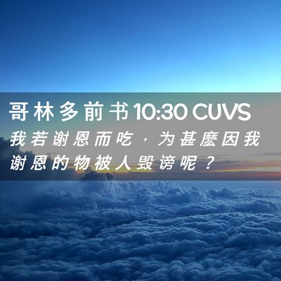 Picture 02 - 哥 林 多 前 书 10:30 CUVS - 我 若 谢 恩 而 吃 ， 为 甚 麽 因 我 - Bible Verse Picture