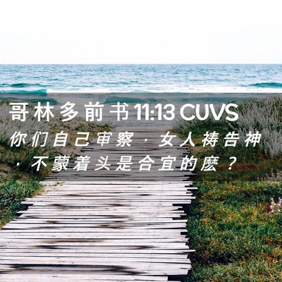 Picture 02 - 哥 林 多 前 书 11:13 CUVS - 你 们 自 己 审 察 ， 女 人 祷 告 神 - Bible Verse Picture