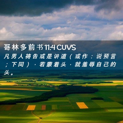 Picture 02 - 哥 林 多 前 书 11:4 CUVS - 凡 男 人 祷 告 或 是 讲 道 （ 或 作 - Bible Verse Picture