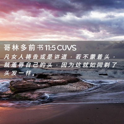 Picture 02 - 哥 林 多 前 书 11:5 CUVS - 凡 女 人 祷 告 或 是 讲 道 ， 若 不 - Bible Verse Picture