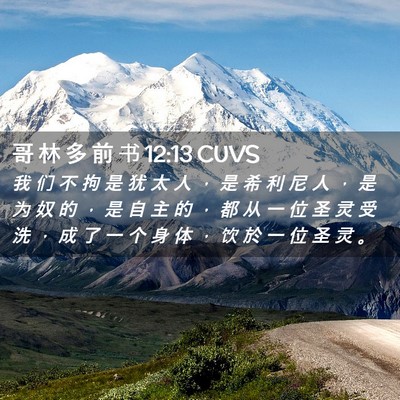 Picture 02 - 哥 林 多 前 书 12:13 CUVS - 我 们 不 拘 是 犹 太 人 ， 是 希 利 - Bible Verse Picture