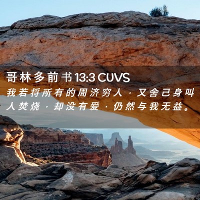 Picture 02 - 哥 林 多 前 书 13:3 CUVS - 我 若 将 所 有 的 周 济 穷 人 ， 又 - Bible Verse Picture