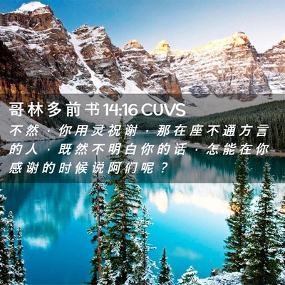 Picture 02 - 哥 林 多 前 书 14:16 CUVS - 不 然 ， 你 用 灵 祝 谢 ， 那 在 座 - Bible Verse Picture
