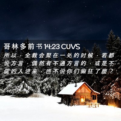 Picture 02 - 哥 林 多 前 书 14:23 CUVS - 所 以 ， 全 教 会 聚 在 一 处 的 时 - Bible Verse Picture