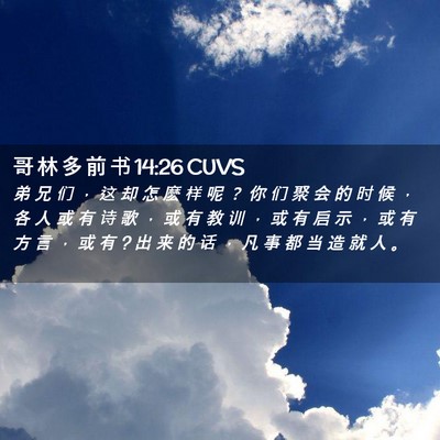 Picture 02 - 哥 林 多 前 书 14:26 CUVS - 弟 兄 们 ， 这 却 怎 麽 样 呢 ？ 你 - Bible Verse Picture