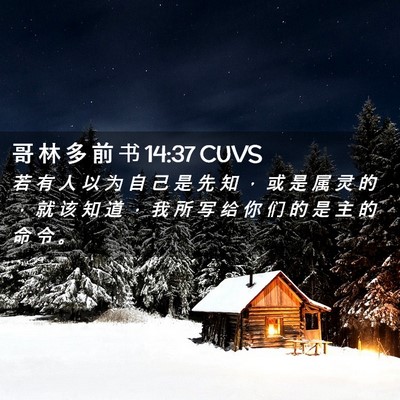 Picture 02 - 哥 林 多 前 书 14:37 CUVS - 若 有 人 以 为 自 己 是 先 知 ， 或 - Bible Verse Picture