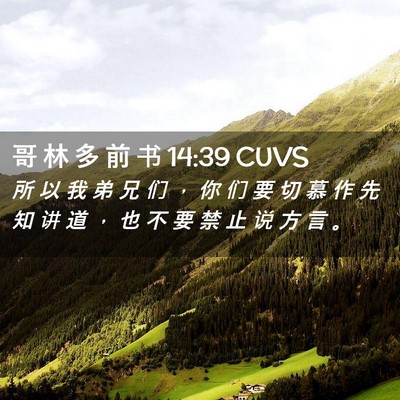 Picture 02 - 哥 林 多 前 书 14:39 CUVS - 所 以 我 弟 兄 们 ， 你 们 要 切 慕 - Bible Verse Picture
