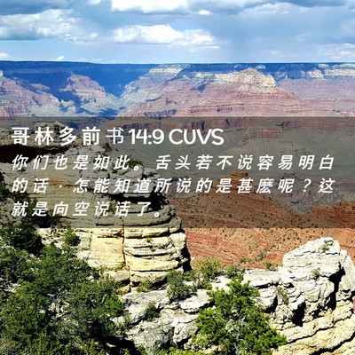 Picture 02 - 哥 林 多 前 书 14:9 CUVS - 你 们 也 是 如 此 。 舌 头 若 不 说 - Bible Verse Picture