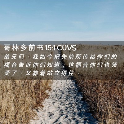 Picture 02 - 哥 林 多 前 书 15:1 CUVS - 弟 兄 们 ， 我 如 今 把 先 前 所 传 - Bible Verse Picture