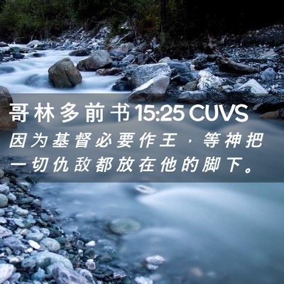 Picture 02 - 哥 林 多 前 书 15:25 CUVS - 因 为 基 督 必 要 作 王 ， 等 神 把 - Bible Verse Picture