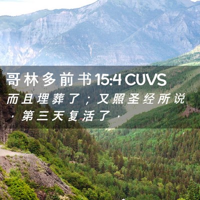 Picture 02 - 哥 林 多 前 书 15:4 CUVS - 而 且 埋 葬 了 ； 又 照 圣 经 所 说 - Bible Verse Picture