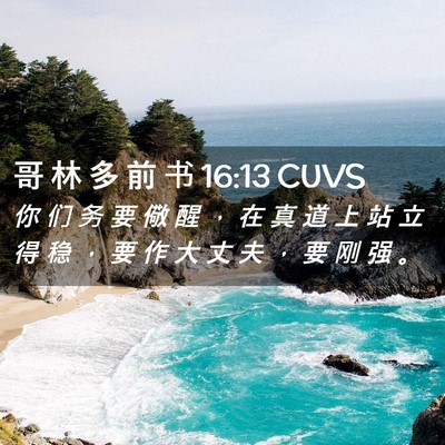 Picture 02 - 哥 林 多 前 书 16:13 CUVS - 你 们 务 要 儆 醒 ， 在 真 道 上 站 - Bible Verse Picture
