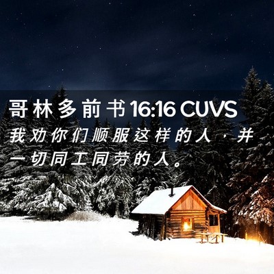 Picture 02 - 哥 林 多 前 书 16:16 CUVS - 我 劝 你 们 顺 服 这 样 的 人 ， 并 - Bible Verse Picture