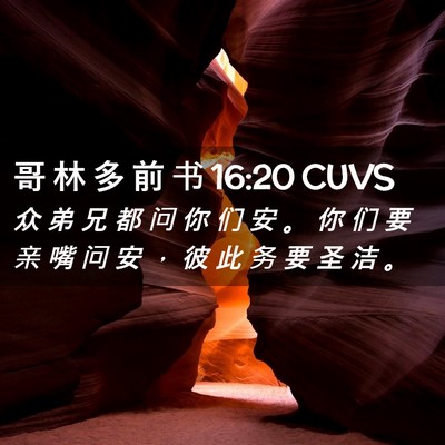 Picture 02 - 哥 林 多 前 书 16:20 CUVS - 众 弟 兄 都 问 你 们 安 。 你 们 要 - Bible Verse Picture