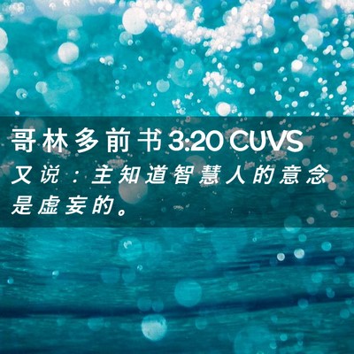 Picture 02 - 哥 林 多 前 书 3:20 CUVS - 又 说 ： 主 知 道 智 慧 人 的 意 念 - Bible Verse Picture
