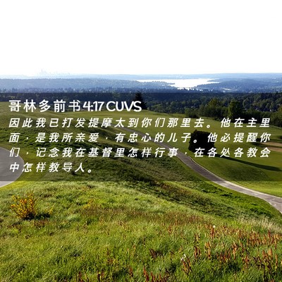Picture 02 - 哥 林 多 前 书 4:17 CUVS - 因 此 我 已 打 发 提 摩 太 到 你 们 - Bible Verse Picture