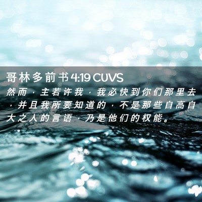 Picture 02 - 哥 林 多 前 书 4:19 CUVS - 然 而 ， 主 若 许 我 ， 我 必 快 到 - Bible Verse Picture