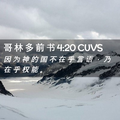 Picture 02 - 哥 林 多 前 书 4:20 CUVS - 因 为 神 的 国 不 在 乎 言 语 ， 乃 - Bible Verse Picture