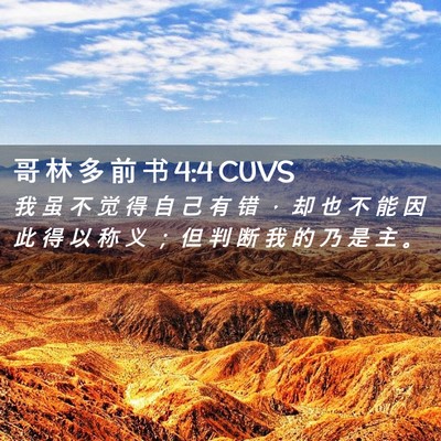 Picture 02 - 哥 林 多 前 书 4:4 CUVS - 我 虽 不 觉 得 自 己 有 错 ， 却 也 - Bible Verse Picture