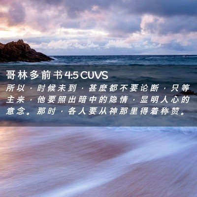 Picture 02 - 哥 林 多 前 书 4:5 CUVS - 所 以 ， 时 候 未 到 ， 甚 麽 都 不 - Bible Verse Picture