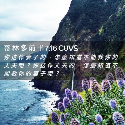Picture 02 - 哥 林 多 前 书 7:16 CUVS - 你 这 作 妻 子 的 ， 怎 麽 知 道 不 - Bible Verse Picture