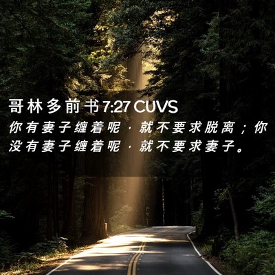 Picture 02 - 哥 林 多 前 书 7:27 CUVS - 你 有 妻 子 缠 着 呢 ， 就 不 要 求 - Bible Verse Picture