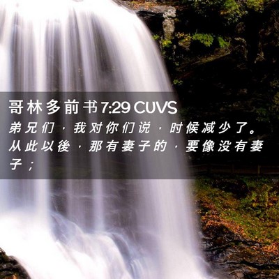 Picture 02 - 哥 林 多 前 书 7:29 CUVS - 弟 兄 们 ， 我 对 你 们 说 ， 时 候 - Bible Verse Picture