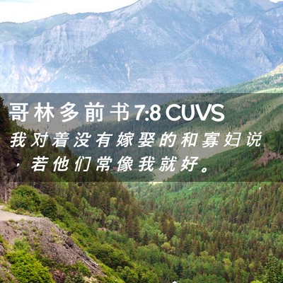 Picture 02 - 哥 林 多 前 书 7:8 CUVS - 我 对 着 没 有 嫁 娶 的 和 寡 妇 说 - Bible Verse Picture
