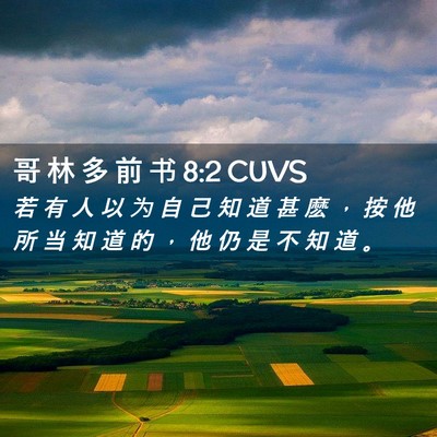 Picture 02 - 哥 林 多 前 书 8:2 CUVS - 若 有 人 以 为 自 己 知 道 甚 麽 ， - Bible Verse Picture