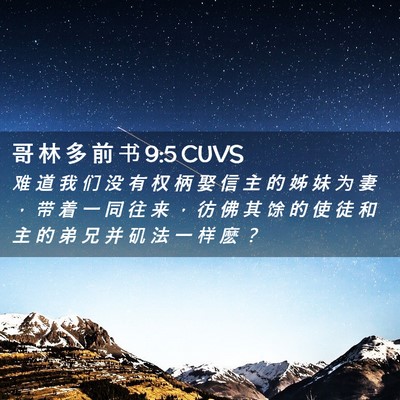 Picture 02 - 哥 林 多 前 书 9:5 CUVS - 难 道 我 们 没 有 权 柄 娶 信 主 的 - Bible Verse Picture