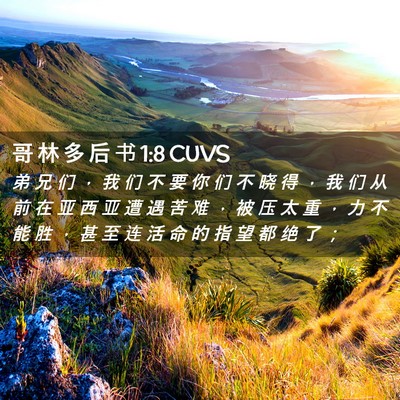Picture 02 - 哥 林 多 后 书 1:8 CUVS - 弟 兄 们 ， 我 们 不 要 你 们 不 晓 - Bible Verse Picture