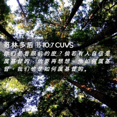 Picture 02 - 哥 林 多 后 书 10:7 CUVS - 你 们 是 看 眼 前 的 麽 ？ 倘 若 有 - Bible Verse Picture