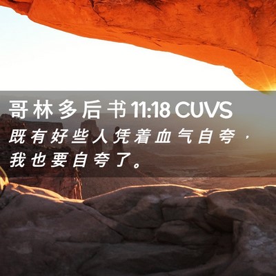 Picture 02 - 哥 林 多 后 书 11:18 CUVS - 既 有 好 些 人 凭 着 血 气 自 夸 ， - Bible Verse Picture