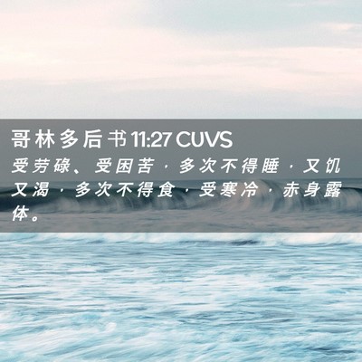Picture 02 - 哥 林 多 后 书 11:27 CUVS - 受 劳 碌 、 受 困 苦 ， 多 次 不 得 - Bible Verse Picture