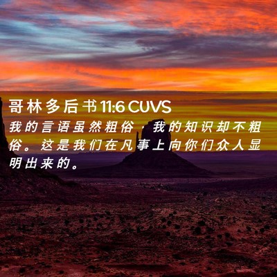 Picture 02 - 哥 林 多 后 书 11:6 CUVS - 我 的 言 语 虽 然 粗 俗 ， 我 的 知 - Bible Verse Picture