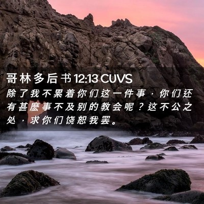 Picture 02 - 哥 林 多 后 书 12:13 CUVS - 除 了 我 不 累 着 你 们 这 一 件 事 - Bible Verse Picture