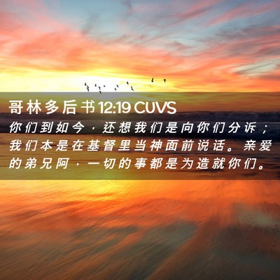 Picture 02 - 哥 林 多 后 书 12:19 CUVS - 你 们 到 如 今 ， 还 想 我 们 是 向 - Bible Verse Picture