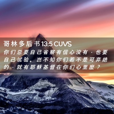 Picture 02 - 哥 林 多 后 书 13:5 CUVS - 你 们 总 要 自 己 省 察 有 信 心 没 - Bible Verse Picture