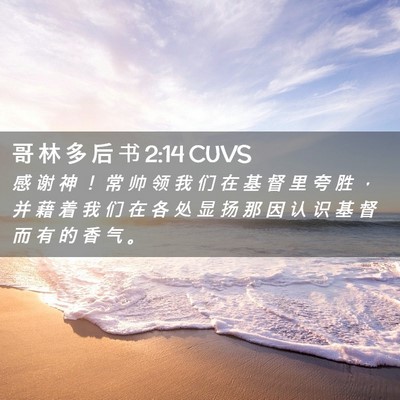 Picture 02 - 哥 林 多 后 书 2:14 CUVS - 感 谢 神 ！ 常 帅 领 我 们 在 基 督 - Bible Verse Picture