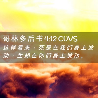 Picture 02 - 哥 林 多 后 书 4:12 CUVS - 这 样 看 来 ， 死 是 在 我 们 身 上 - Bible Verse Picture