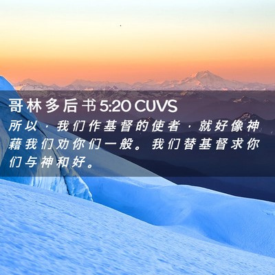 Picture 02 - 哥 林 多 后 书 5:20 CUVS - 所 以 ， 我 们 作 基 督 的 使 者 ， - Bible Verse Picture
