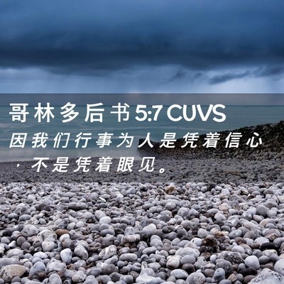 Picture 02 - 哥 林 多 后 书 5:7 CUVS - 因 我 们 行 事 为 人 是 凭 着 信 心 - Bible Verse Picture