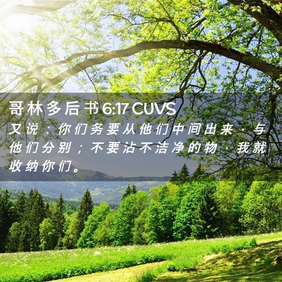 Picture 02 - 哥 林 多 后 书 6:17 CUVS - 又 说 ： 你 们 务 要 从 他 们 中 间 - Bible Verse Picture